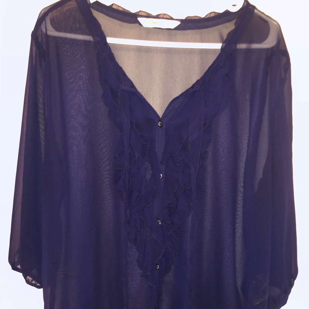 Old Navy Navy Blue Button-up Blouse
